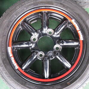 (KAI）ブラックレーシング 4.5JX13 PCD114.3 off45 +おまけタイヤ155/65R13の画像4