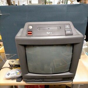 【ジャンク】SHARP カラーテレビジョン受信機 14G-SF1 スーパーファミコン内蔵 コントローラ二台付■中古/汚れ傷み有 ソフト付属なし/NCで