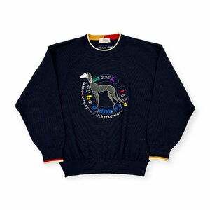 ゴルフ◆adabat アダバット BIG刺繍 デザイン ウール ニットセーター サイズ 5/ネイビー/メンズ スポーツ 日本製 ワールド