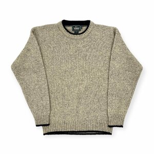 80s 90s ビンテージ◆Woolrich ウールリッチ メランジ ウールニットセーター S (海外サイズ) /紺タグ/ツートン/ベージュ系×ネイビー