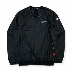 2WAY!!◆SRIXON by DESCENTE 半袖&長袖 Vネック ナイロン プルオーバー ウインドブレーカー ジャケット L/黒 ブラック ゴルフ