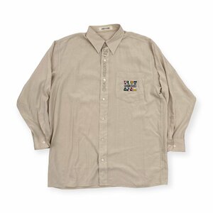 GREENCLUBS グリーンクラブ 長袖 さらっと生地 刺繍デザイン ポケット付き シャツ サイズ 3/ベージュ系/メンズ ライカ