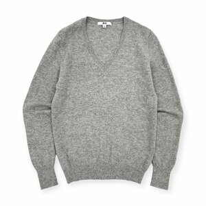 カシミヤ100%◆UNIQLO ユニクロ 長袖 Vネック ニットセーター Mサイズ / グレー カシミア レディース k-176