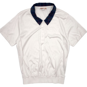ゴルフ◆DAKS GOLF ダックス 襟 チェック柄 半袖 ポロシャツ Lサイズ/ホワイト 系 レディース ゴルフ