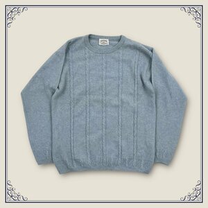 カシミヤ100％◆Cashmere ケーブル編み カシミアウール ニットセーター M/レディース ブルー 系