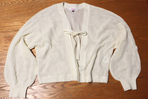 [ super-beauty goods girl *150cm] piling put on . precisely short. .. cardigan ivory 