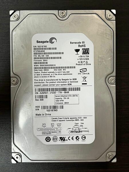 133.Seagate HDD 750GB 3.5インチ：58715時間使用　内臓ハードディスク