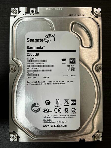 148.Seagate HDD 2TB 3.5インチ：393時間使用　内臓ハードディスク