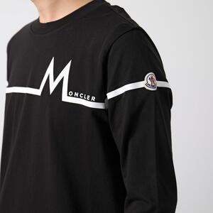 モンクレール L ロングスリーブ Tシャツ 長袖　ブラック ホワイト ロンT　Mモチーフ クルーネック 国内正規品 MONCLER