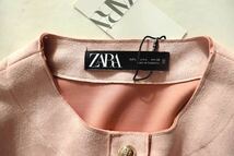 ZARA ザラ 大人可愛い フェイクスエード カーディガン ノーカラー ジャケット ゴールドボタン 春 ピンク 新品未使用 タグ付き Lサイズ_画像9