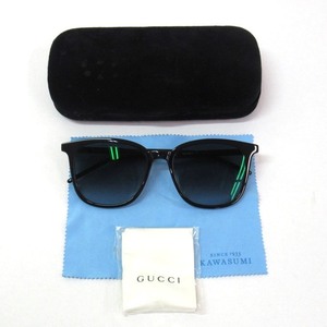 148273★ 1円～ 中古品 GUCCI グッチ サングラス 眼鏡 GG158SK ブラック系 スクエア型 度入り アジアンフィット XLサイズ