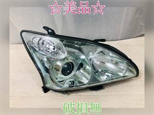 美品 破損無 AFS付 後期 HID ACU30W ハリアー 右　ヘッドライト KOITO 48-34 打刻:4 スモークメッキ 純正 トヨタ 2401082