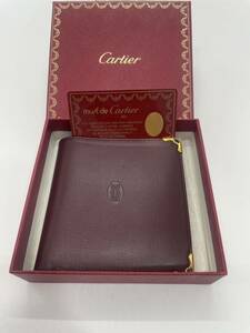 M1 【未使用品】Cartier カルティエ must de Cartier マストドゥカルティエ 二つ折り財布/コンパクトウォレット/本革レザー/Gカード付/