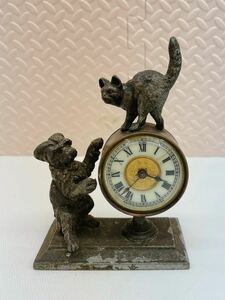 ANSONIA CLOCK アンソニア 置時計 犬と猫 USA ジャンク品