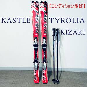 【コンディション良好】スキー板120cm KASTLE+ビンディングTYROLIA　＆　ストック85cm KIZAKI