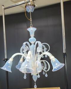 [Andromeda Murano] glass chandelier 6 light opal color . wistaria lighting venechi Anne glass bene Cheer Murano Italy made blur no glass 