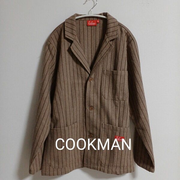 【即日発送】美品。COOKMAN ラボジャケット ウールmix ストライプベージュ