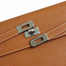 （新品・未使用品）エルメス HERMES ケリーウォレット ロング 二つ折り長財布 ヴォーエプソン レザー ゴールド ブラウン 茶 C刻印 箱付_画像8