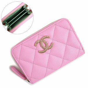 （新品・未使用品）シャネル CHANEL マトラッセ ジップ コインパース コインケース 小銭入れ 財布 キャビアスキン レザー ピンク AP3186