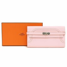 （新品・未使用品）エルメス HERMES ケリー ギリーズ ウォレット 長財布 ヴォースイフト レザー ローズサクラ ピンク シルバー金具 X刻印_画像2