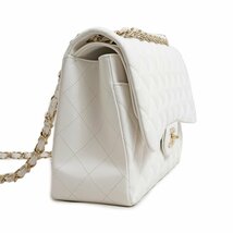 （新品・未使用品）シャネル CHANEL デカマトラッセ 30 Wフラップ Wチェーン ショルダーバッグ キャビアスキン レザー ホワイト A58600_画像4