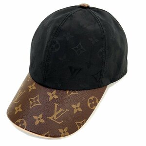 （未使用　展示品）ルイ ヴィトン LOUIS VUITTON LV ゲットレディー キャップ Mサイズ モノグラム レザー シルク ノワール 黒 M76528