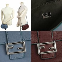 （未使用　展示品）フェンディ FENDI ダブルマイクロバゲット 2way ハンドバッグ 斜め掛け カーフスキン レザー ブルー ボルドー 8M0371_画像9