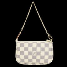 （新品同様品）ルイ ヴィトン LOUIS VUITTON ミニ ポシェット アクセソワール ハンドバッグ ダミエアズール ホワイト 白 N58010 箱付_画像1