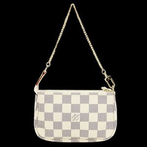 （新品同様品）ルイ ヴィトン LOUIS VUITTON ミニ ポシェット アクセソワール ハンドバッグ ダミエアズール ホワイト 白 N58010 箱付