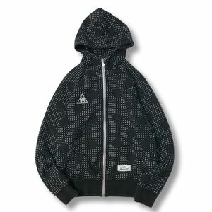 《良品◎》LeCoq Sportif ルコックスポルティフ★ワンポイント*フーデットジップアップパーカー*ゴルフ*ブラック/ホワイト*M(LW1362)◆S60