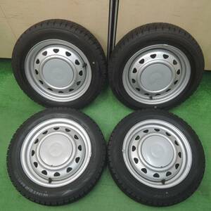 *送料無料*タイヤほぼ未使用！21年★スタッドレス 155/65R14 ダンロップ WM02 スチール PCD100 114.3/4H マルチ★4011912SYス