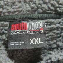 southpole サウスポール メンズ ヴィンテージ ワンポイントロゴ 裏起毛 ジップアップパーカー 厚手 フーディー ブラック XXL 古着 #MA0361_画像4