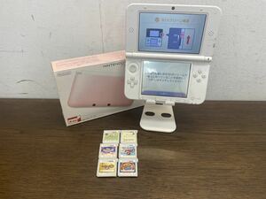 I★ 初期化済 NINTENDO 3DS LL ニンテンドー 3DSLL 本体 ソフト 6本セット ピンク×ホワイト