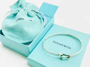 I♪ TIFFANY＆Co. ティファニー フック＆アイ K18×SV925 バングル ブレスレット アクセサリー レディース メンズ シルバー系