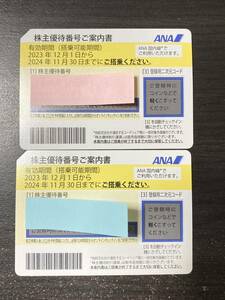 全日空 ANA 株主優待券　2枚あり　1枚の価格2024年11月30日まで　取引ナビ対応可能　送料無料