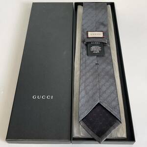 グッチ（GUCCI） グレーインターロッキングGG柄ネクタイ