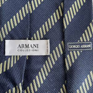 ARMANI COLLEZIONI（アルマーニコレツォーニ） 紺黄色線ストライプネクタイ