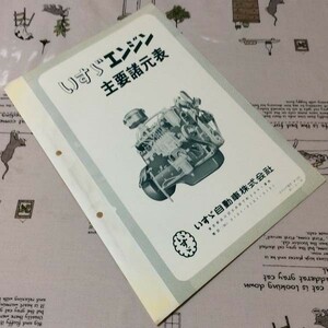 〓★〓旧車バスカタログ　『いすゞ エンジン 主要諸元表』［P-117 35-3-U］昭和35年