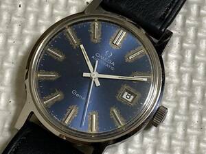 OMEGA オメガ Geneve ジュネーブ Cal.1481 メンズ3針カレンダー自動巻き時計 ネイビー文字盤