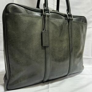 1円 A4 COACH コーチ ビジネスバッグ ブリーフケース トートバッグ レザー ダークグリーン メトロポリタン メンズ 大容量 ブラック 