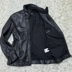 希少 極美品 LIUGOO LEATHER リューグーレザー ライダースジャケット レザージャケット シングル 黒 ブラック メンズ 紳士服 羊革