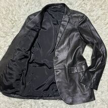 希少 極美品 Lサイズ 48 JOSEPHE HOMME ジョセフオム テーラードジャケット レザー 羊革 ラムレザー 黒 ブラック メンズ 紳士服 本革 2B _画像5