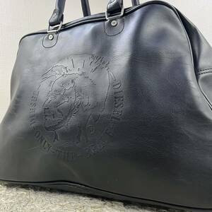 1円 【極美品・大容量 】 DIESEL ディーゼル トートバッグ ビジネスバッグ ボストンバッグ ショルダー 肩掛け ブラック レザー メンズ