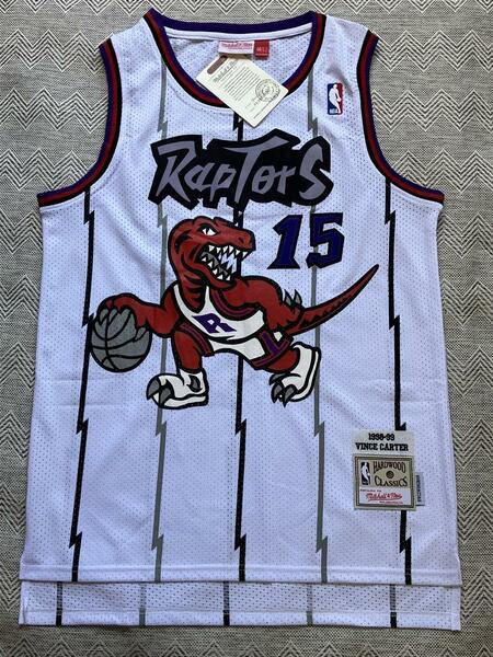 【未使用品】NBA RAPTORS　CARTER #15 ビンス・カーター　トロント・ラプターズ　ユニフォーム ゲームシャツ　ジャージ　刺繍　XL 白