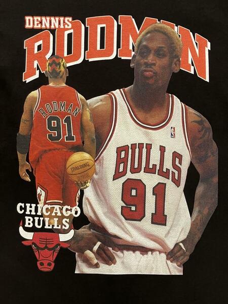 【未使用品】 NBA RODMAN #91 デニス・ロッドマン BULLS シカゴ・ブルズ Tシャツ ユニフォーム　黒　L　ジョーダン　カリー　レブロン