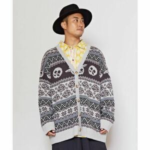 [ tea i is ne]kalabi.MEN'S knitted cardigan black gray long sleeve acrylic fiber cardigan 