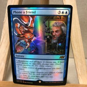 MTG FOIL《Phone a Friend》[UNF] 青R Unfinity 神話レア