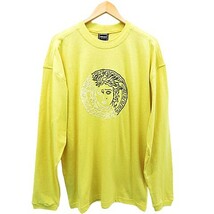 【新品】1,000円～ VERSACE JEANS COUTURE ヴェルサーチ 長袖Tシャツ リネン混 イエロー系 サイズXL [M4687]_画像1