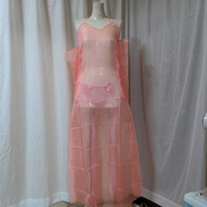 （0４0）エロ可愛お姫様ロング透けドレス&パンティ付きガーターストッキングつるテカ素材
