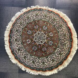 【シール付】Orient絨毯 ペルシャ絨毯 じゅうたん ラグ カーペット 円形 マット ダブリーズ ウール 98×98 